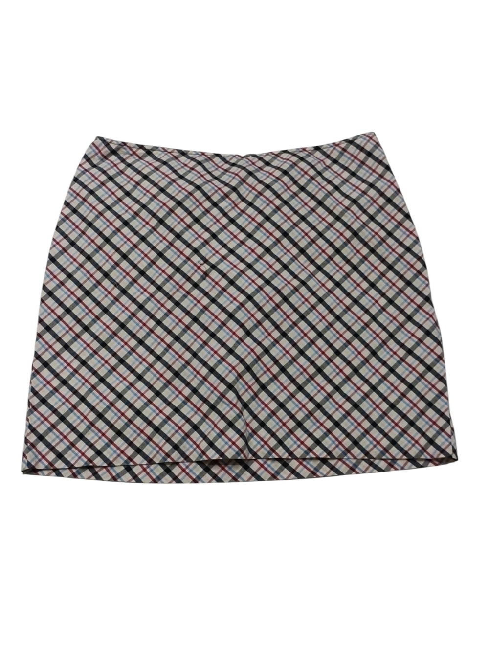Ann Taylor Plaid Mini Skirt - White with Blue & Red Check SZ 12